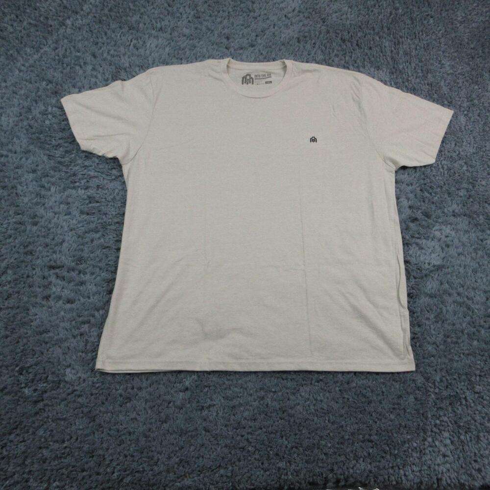 Into The AM Shirt Mens 3XL Beige Basic Tee Crew Neck Tagless Relaxed Logo NWOT